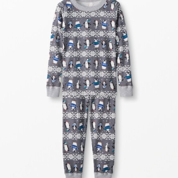 Hanna Andersson Winter Penguins Organic Long Johns Pajamas -  3(90cm) - Picture 1 of 5